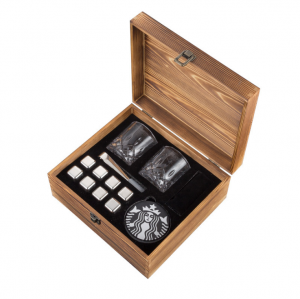 Stainless Steel Ice Cube Set In Wooden Box