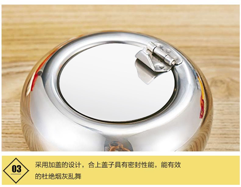 Stainless Steel Drum Shape Tabletop Ashtray