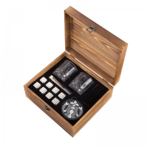 Ice Stone Set Ice Cube Wooden Box Set Whiskey Rocks