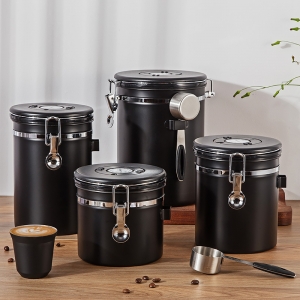 Espresso Bean Containers Airtight Coffee Canister Scoop Stainless Steel Sealed Food Tea Coffee Bean Air Tight Container